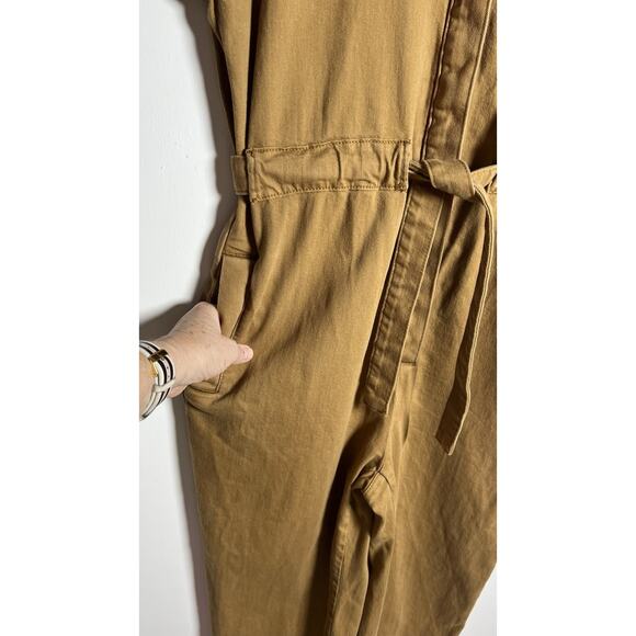 Pilcro X Anthropologie Small Brown Wingsuit Jumpsuit Romper Cap Sleeve Belted - Picture 7 of 13